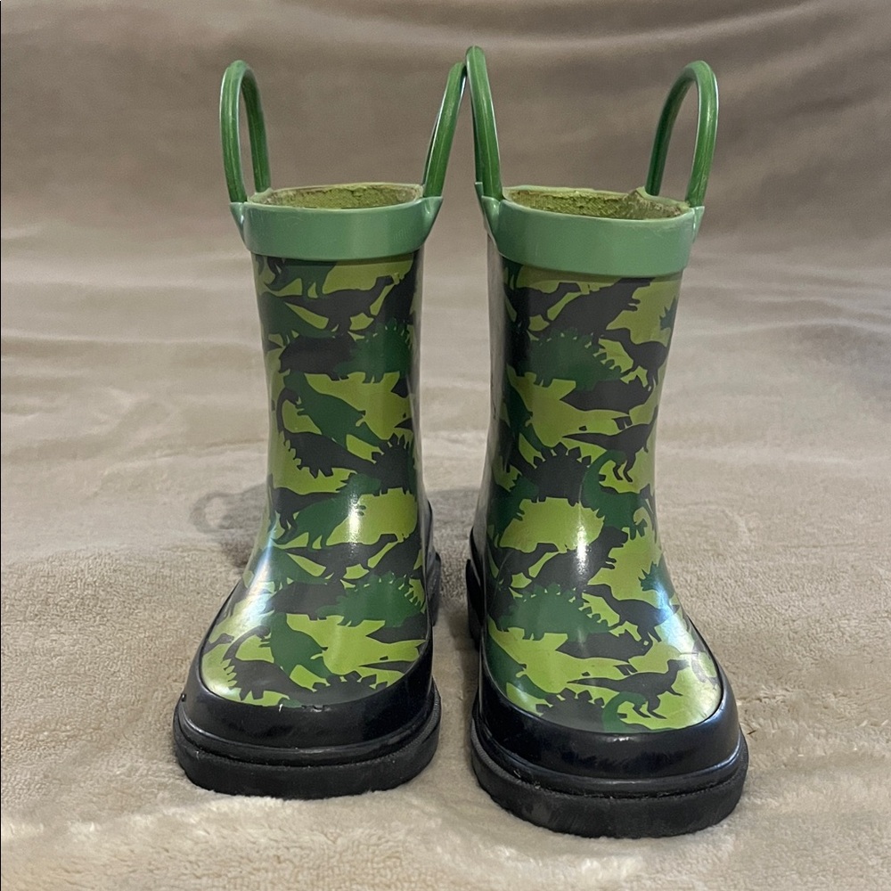Kids Dinosaur Rain Boots - Green Camo